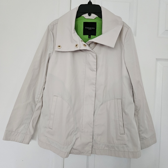 Talbots Beige Zip-Up and Button-Up Jacket with Pockets, Size 6P - Picture 1 of 9